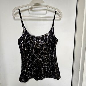 Love J Black Sequin Adjustable Spaghetti Strap Top